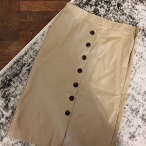 Faux Leather Button-Down Skirt